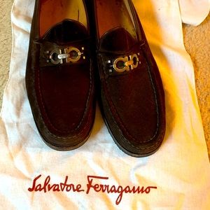 Salvatore Ferragamo chocolate suede men’s loafer